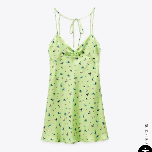 Zara Green Floral Mini Dress - Picture 5 of 7